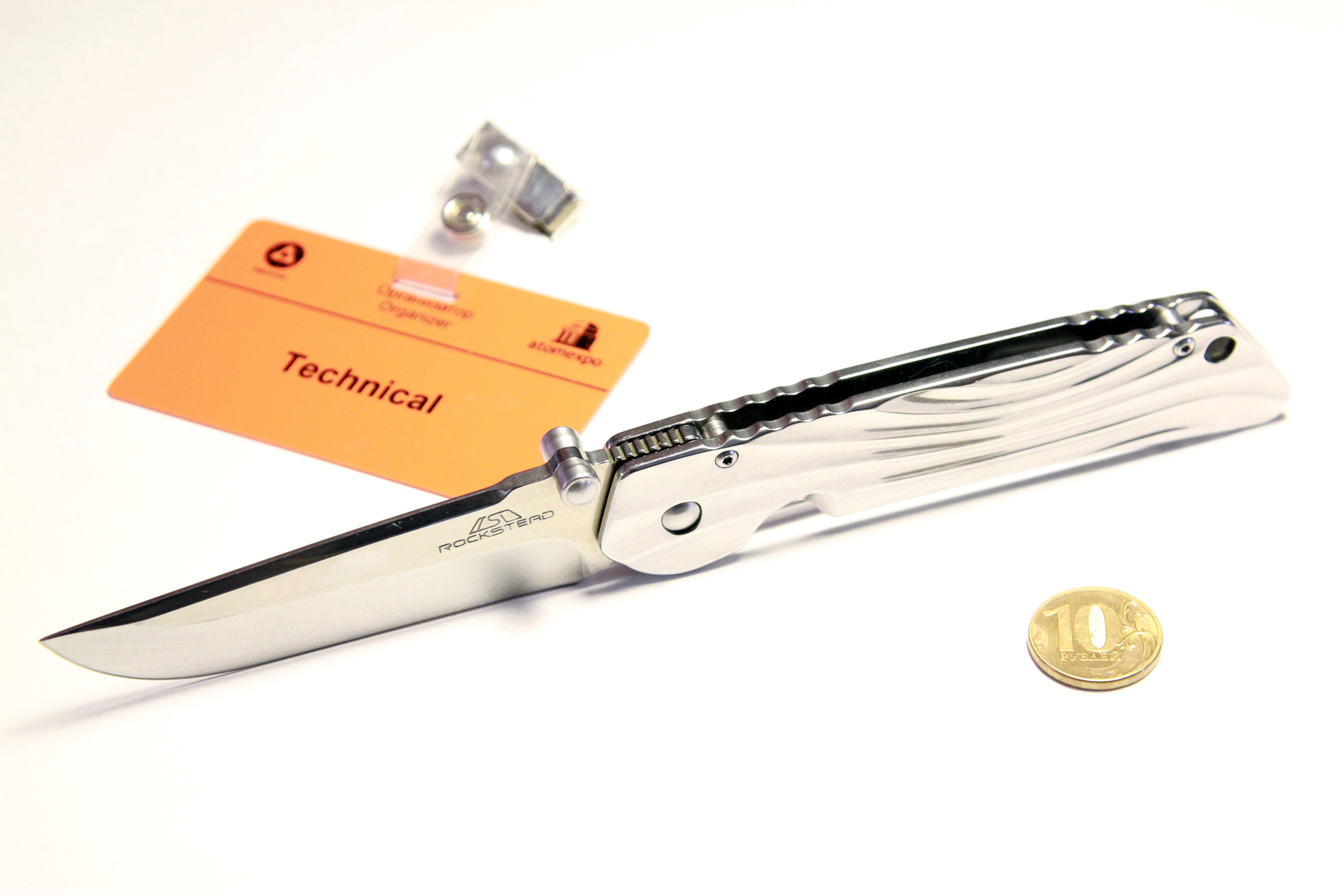 

ROCKSTEAD HIZEN-TIC Japan High quality folding knife Japan D2 Blade Germany Mirror stainless steel Handle with Gift Box