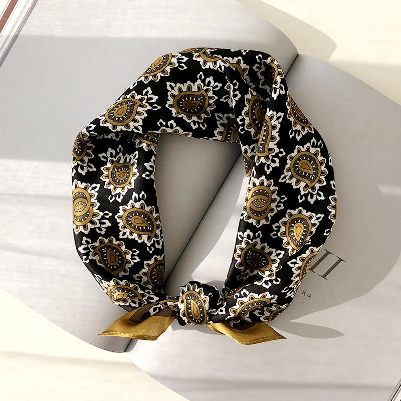 

Scarves 100% Natural Silk Square Scarf Women Flower Print Small Bandana 2022 Summer Ladies Neckscarf Pure Real Shawls Wraps, Blue;gray