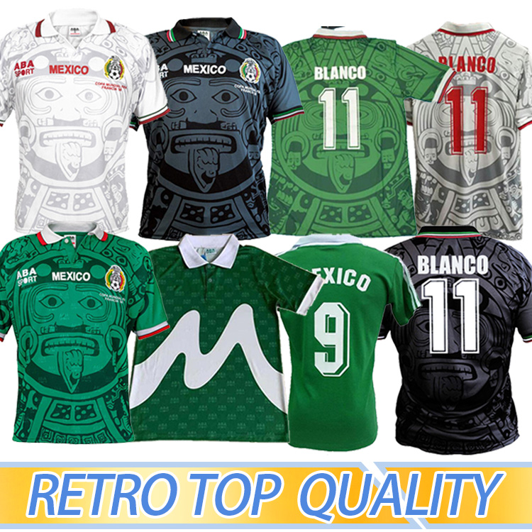 

1998 MEXICO RETRO VINTAGE BLANCO soccer jerseys uniforms Football shirt Embroidery Logo camiseta futbol, Black;yellow