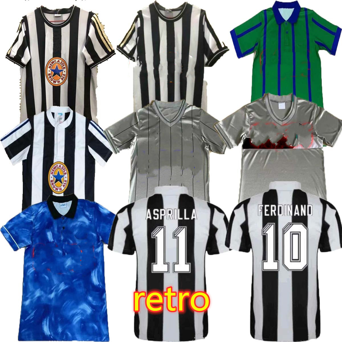 

Retro SHEARER soccer jersey Magpies home and away 1995 96 97 98 99 2005 06 BARNES TOMASSON Ancient maillot ASPRILLA PINAS DOMI GILLESPIE Oldest shirt, Yellow