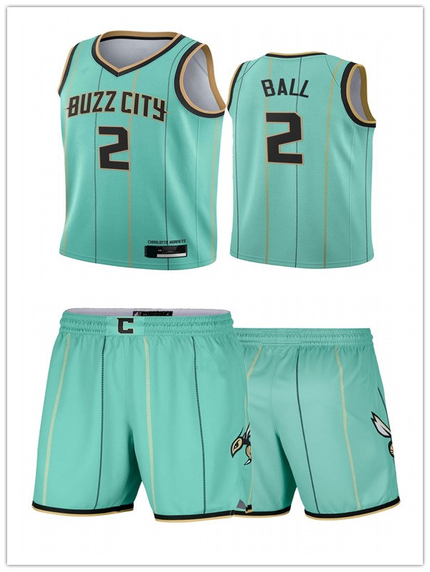 

CharlotteHornetsMEN LaMelo Ball 2020-21 Mint Green City pants Teal Icon Draft basketball short jersey, Black;red