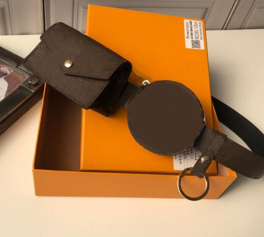 

Brand Leather Belts Best designer Men Women Luxury Clutch Wallet Brown Flower Waist Bags Real Leather Purse With dust bag original box