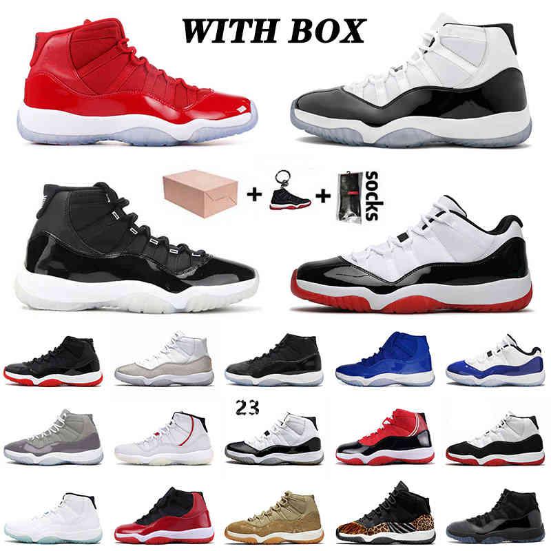 

With Box 2021 New 25th Anniversary Jumpman 11 Concord Bred Men Women Basketball Shoes 11s Space Jam Cap And Gown Trainers Sneakers 36 -47, Black