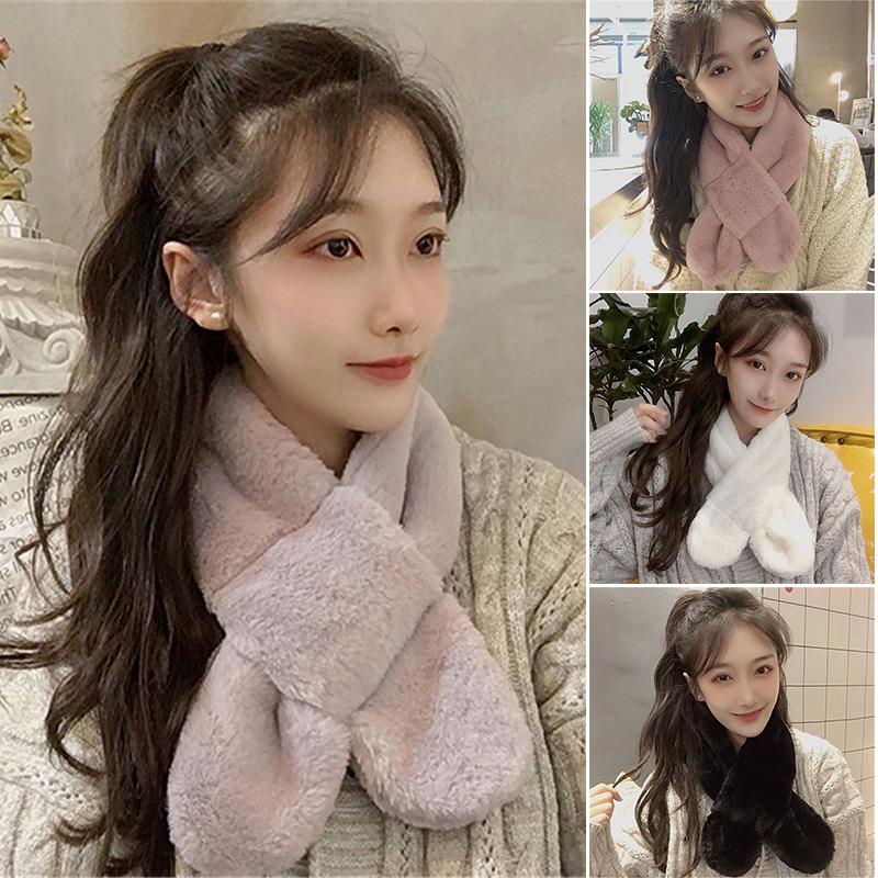 

Scarves Collar Scarf For Women Plush Cross Neck Shrug Fall Winter Coat Dress FS99