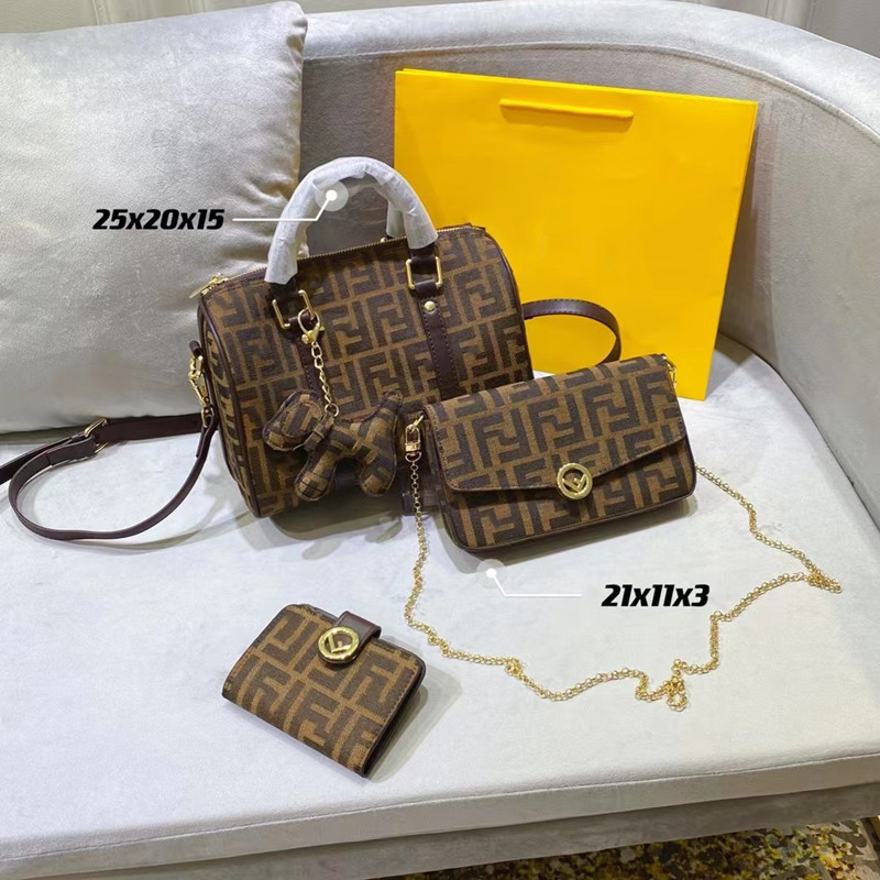 

Fashion combination high quality Lou vdeng women's bag retro luxury designer original leather messenger shoulder zipper portable beauty set (three in one set) SSS, Split