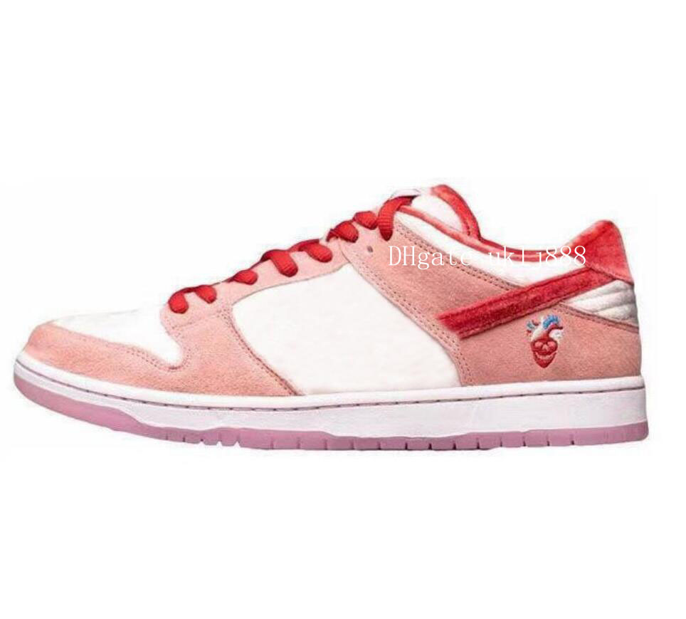 

WOMEN SHOES SB StrangeLove x Dunkily Low Valentines Day Bright Melon Gym Red-Med Soft Girls Desinger Sneaker Strange Love pink Dress Shoe, Customize