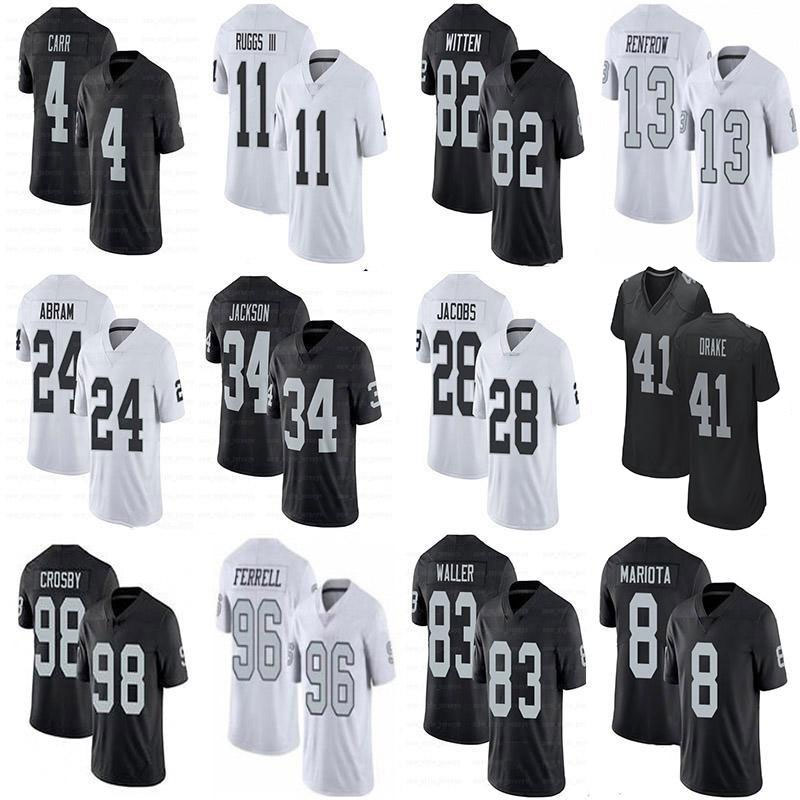 

custom josh jacobs maxx crosby kenyan drake football jerseys hunter renfrow henry ruggs iii jason witten darren waller bo jackson marcus mar, Black;red