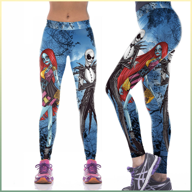 

Halloween Women's Digital Printed Sports Pants Zombie Bride Skinny Stretch, Black;white