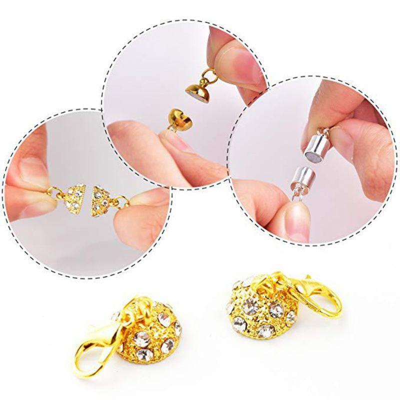 

Magnet Buckle Bracelet Necklace Connection Extension Chain Set Cylindrical Spherical Rhinestone Magnetic Buckles Women Jewelry Link,