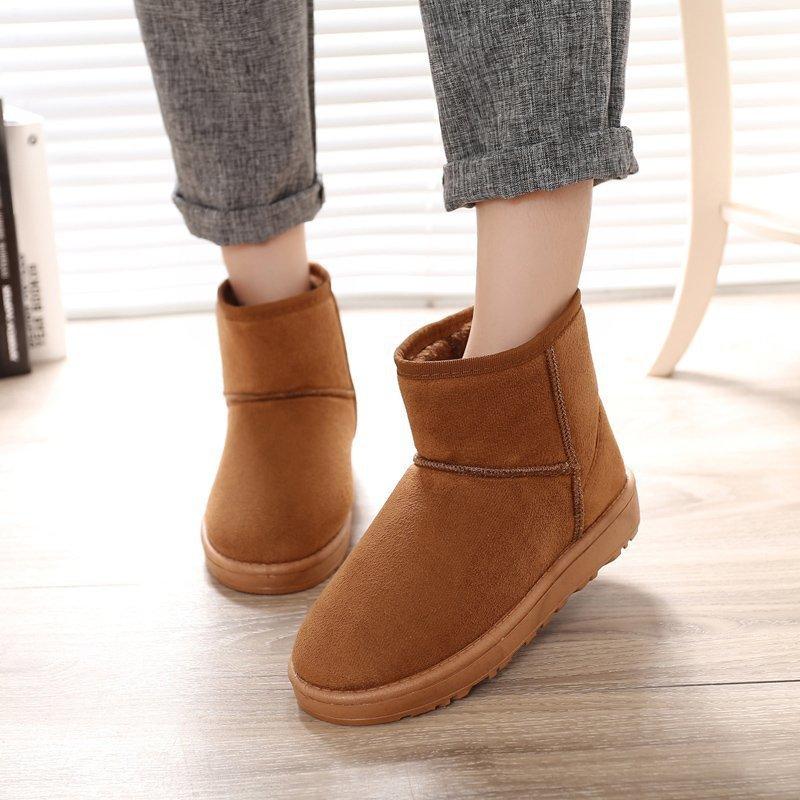 

Boots Classic Sheepskin Suede Leather Wool Fur Lining Ladies Ankle Winter Female Basic Snow Shoes Black Brown, Beige