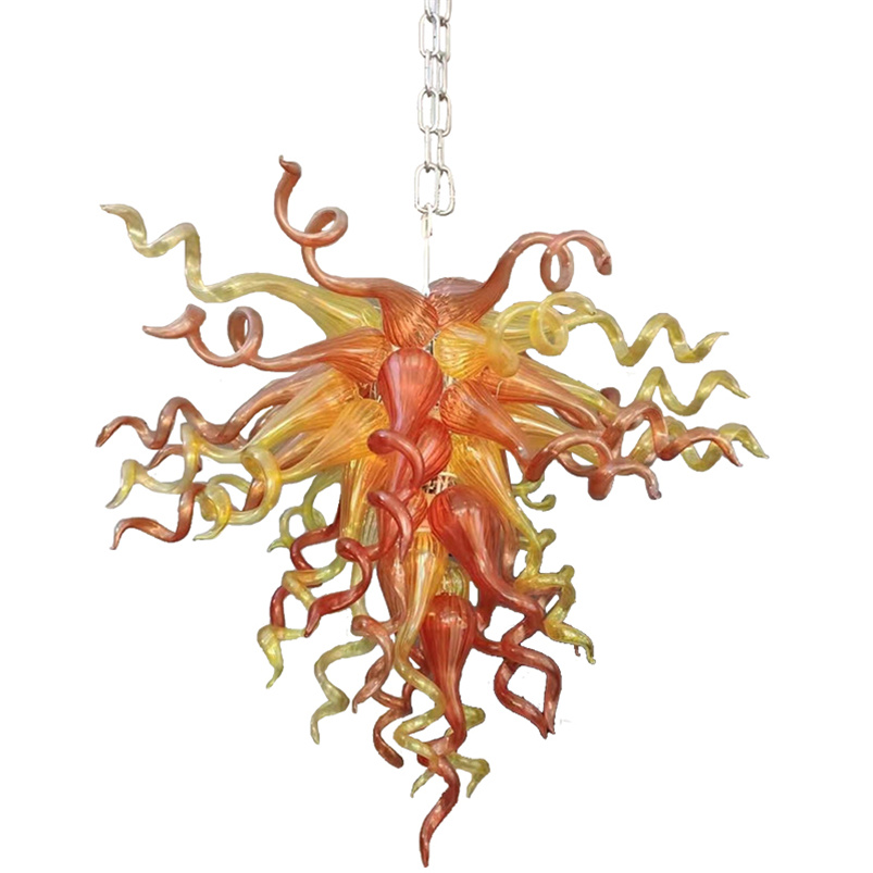 

Hand-blown Glass Crystal Chandelier LED Art Pendant Lamps Orange W60xH90CM Indoor Lighting Modern Living Room Decoration