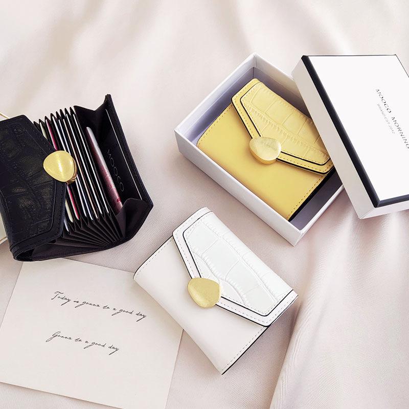 

Card Holders Luxury High-Quality Leather Bag Female 2021 Small Simple Personality Ladies Fresh Fashion Versatile, Pink