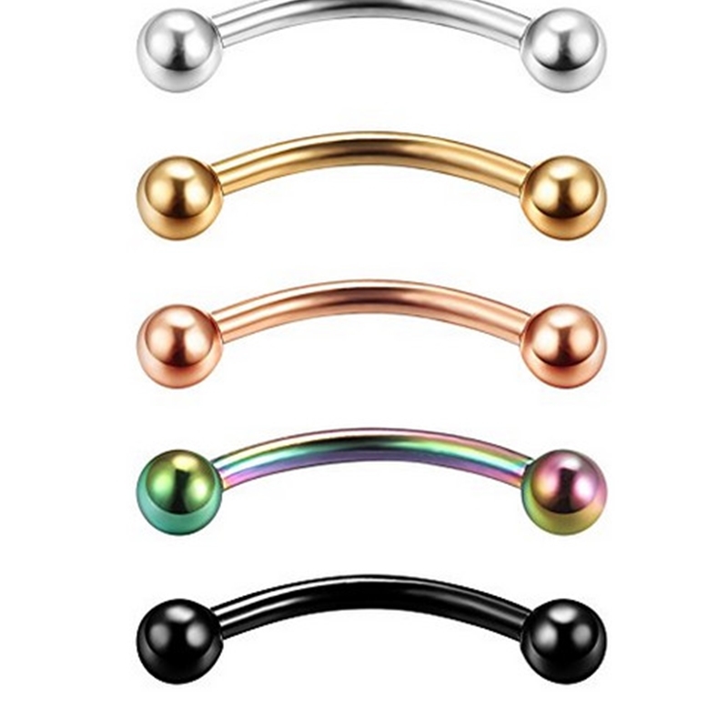 

LOT50pcs Shippment Body Jewelry - 5 Colors Tragus Bar Curved 16g Eyebrow Piercing