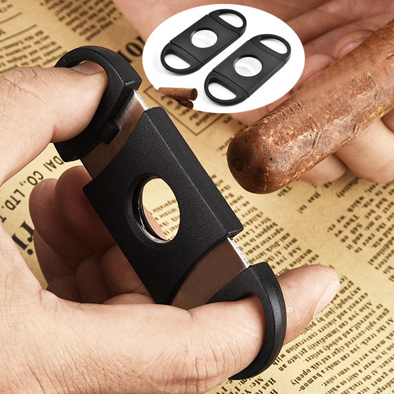 

Double-edged Two-finger Stretch Stainless Steel Cigar Cutter Smoking Accessories