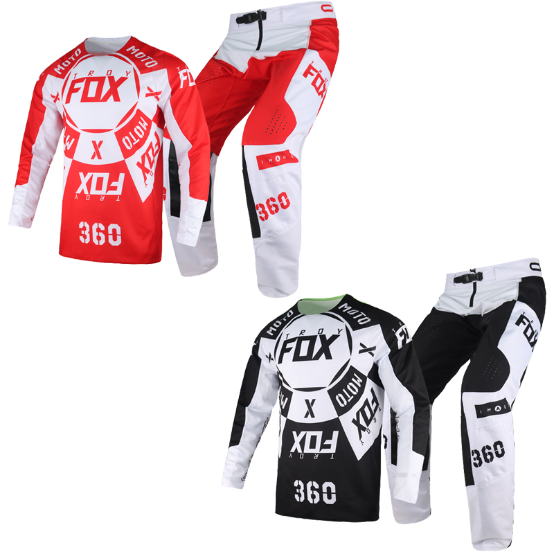 TROY FOX 360 Gear Set Motocross Jersey Pants Men MX Dirt Bike Kits Moto Racing Offroad Cycling Suit-image-746580882