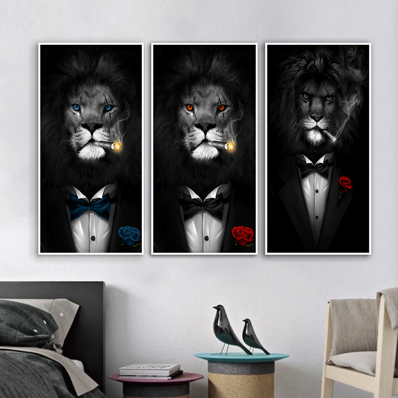

Smoking Lion Animal Canvas Painting Painting Mural Posters and Prints Animal Lion Art Pictures for Living Room Home Decoration