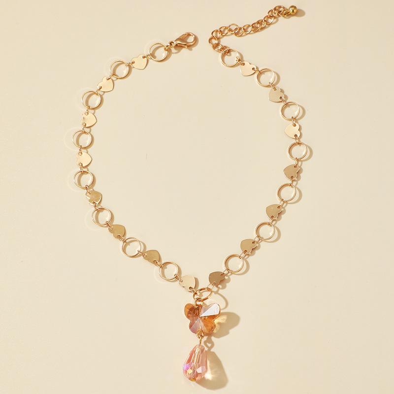 

Pendant Necklaces Multilayer Butterfly Necklace Daisy Flower Crystal Chain Simulative Pearl Jewelry Simple Birthday Gift