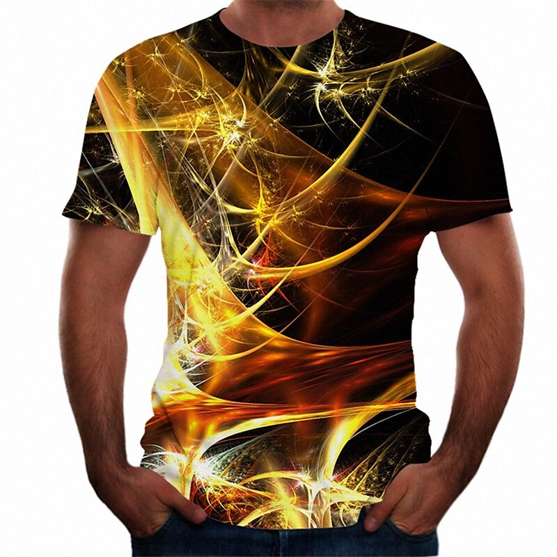 T-shirt pour hommes graphique 3D plus Taille Tableau rond Daily Week-end Sleeve Sleeve Tops Basic Gold O63L #