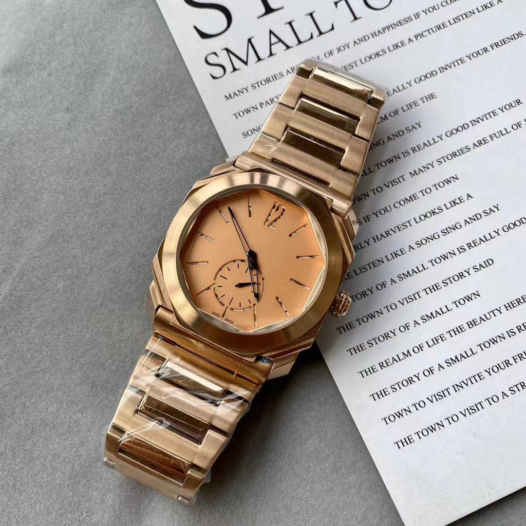 

Boutique men's casual business 42mm gold watch quartz battery genuine leather stainless steel strap montre de luxe wristwatch