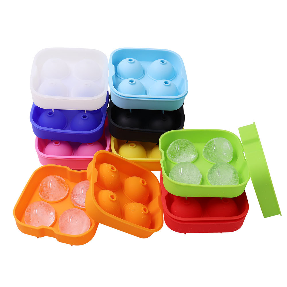

Silicone Ice Ball Mold Bar Four Hole Cube Tray Party Whiskey Cocktail Cold Drink Candy
