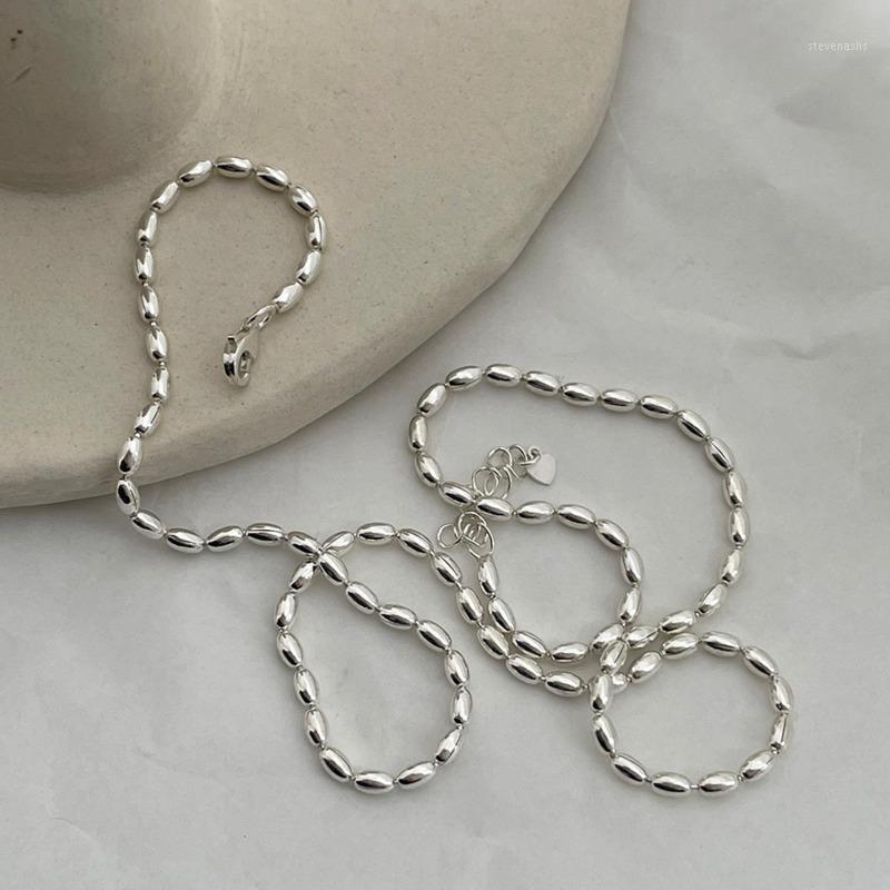 

Chains Sterling Silver 925 Necklace Gift For Women's Minimalist Neck Olive Bead Clavicle Simple Kolye Fine Jewellery