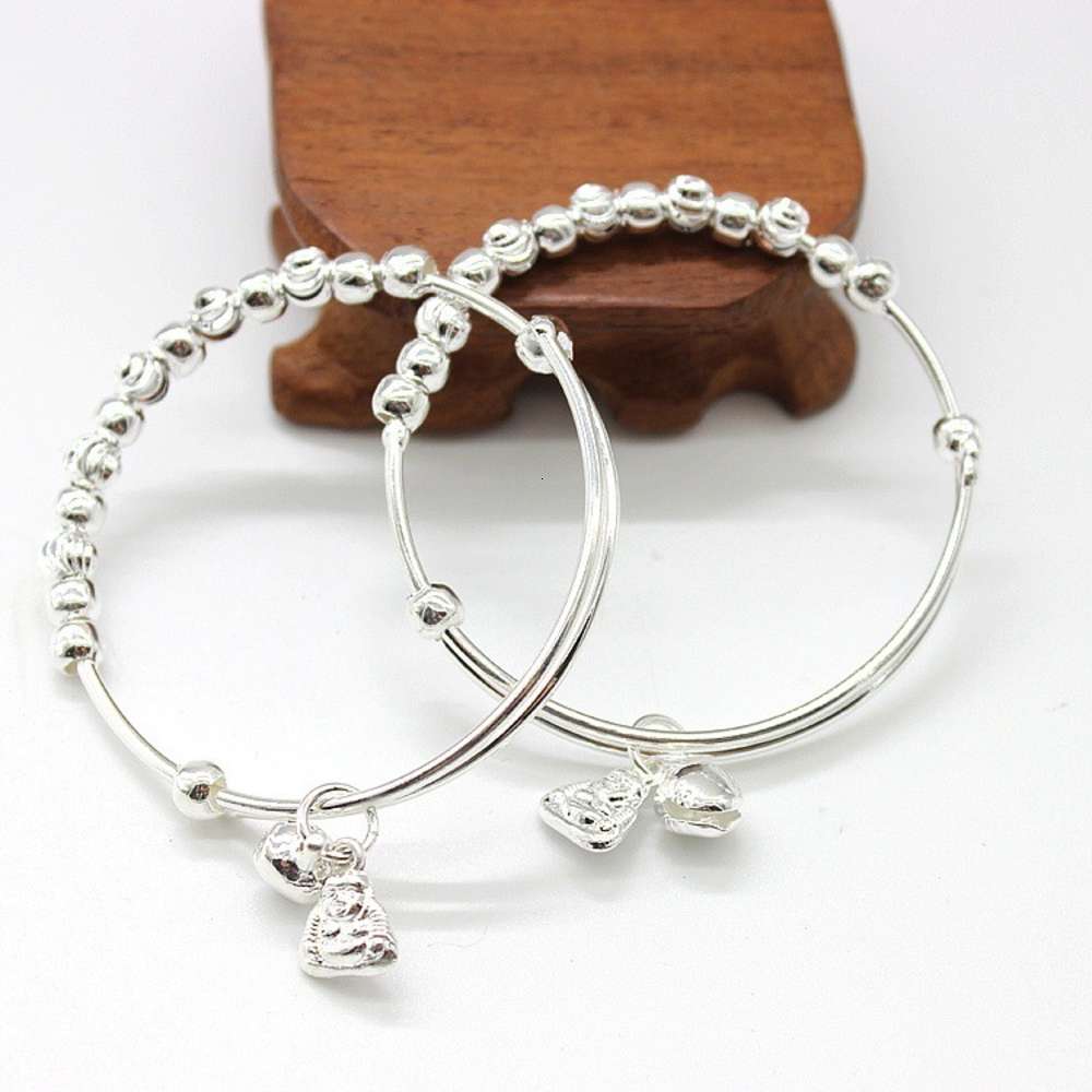 

Hand catenary Imitation transfer bead bracelet women's silver plated Thin Bracelet stretchable national style jewelry, Golden;silver