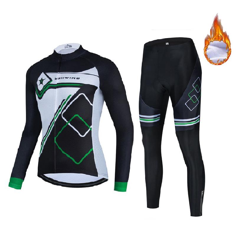

Racing Sets Men's Cycling Jersey Set Autumn Winter Long Sleeve Jacket Suit Thermal Fleece MTB Bike Sportswear Fitness Bicycle Uniform, Black;blue