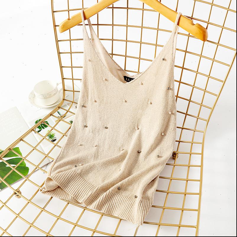 

beading womens tank v neck knitted bustier bralette summer women female slim fitness short ladies waistcoat t, White