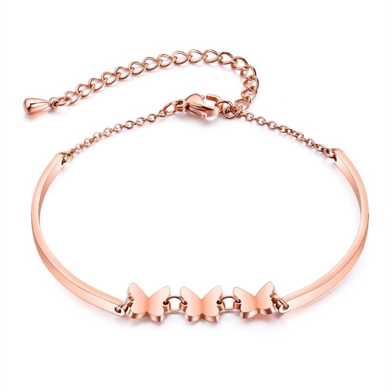

Link, Chain FATE LOVE Brand Cute Metal Stainless Steel Girl Women Butterfly Charm Bracelet & Bangles Fashion Jewelry Silver Color