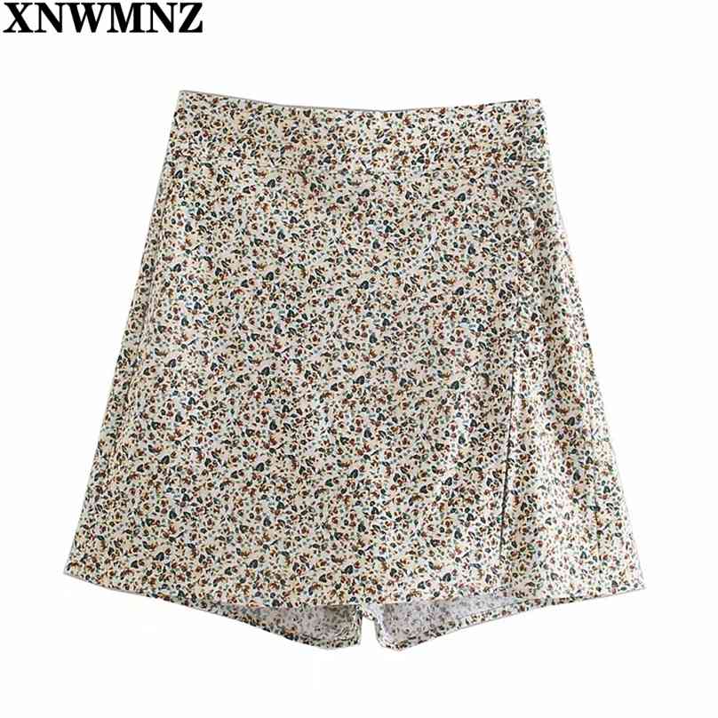 

printed High Waist Shorts Women Bermuda Fashion Skirt Woman Summer Casual Beach Split Button Zip Short Pants 210520, Multi