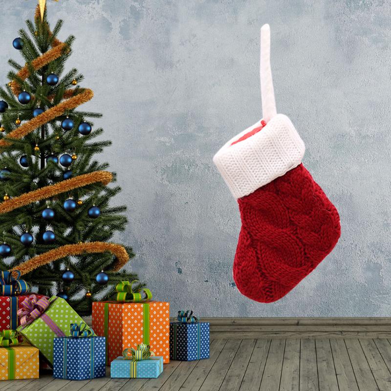 

Christmas Decorations 4pcs Cutlery Bags Fork Spoon Socks Tableware Silverware Holders Knitting Stockings