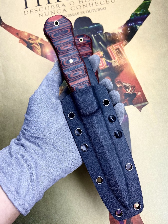 

WINKLER War madman VG10 Double-edged blade Straight knife High hardness camping outdoor knives collection Color G10 plus brass pipe nail handle
