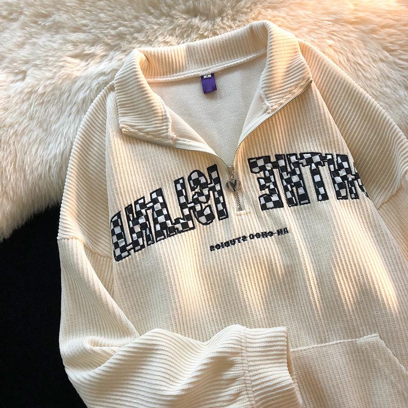 

Men's Hoodies & Sweatshirts Mens Collar Pullovers Brand Retro Stripes Design Solid Color Chic Vintage Long Sleeve Casual Lapel Top, Black