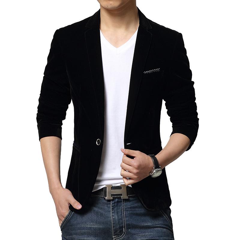 

Men's Suits & Blazers Mens Slim Fit Blazer Velvet Male Suit Jacket 2021 Spring And Autumn Red Black Blue Notch Lapel Casual Coat Blaser Drop, 6105 dark blue