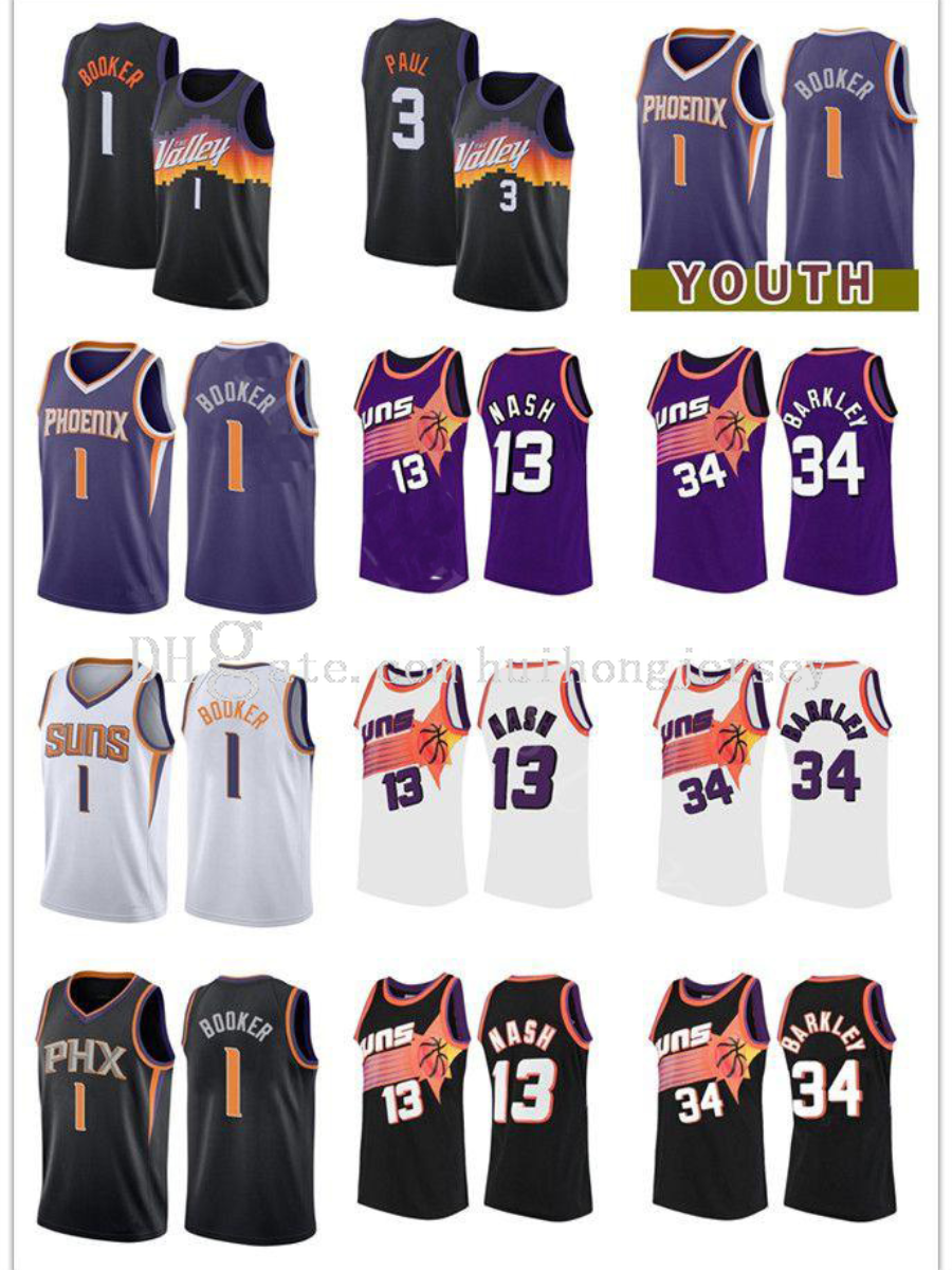 

Mens Retro Devin 1 Booker Chris 3 Paul DeAndre 22 Ayton Jersey Steve 13 Nash NCAA Basketball Jersey 34 Barkley 1 Booker 3 Paul Shirts