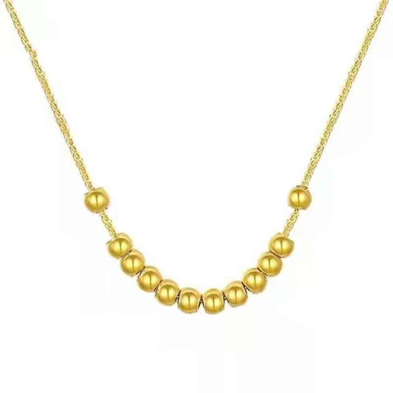 

Chains POFUNUO Real 18K Gold Necklace Ball Pendant Simple Design Pure AU750 Chopin Chain For Women Fine Jewelry Wedding Gift