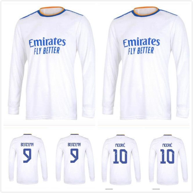 

long sleeve REAL MADRID jerseys 21 22 soccer jersey HAZARD SERGIO RAMOS BENZEMA camiseta football shirt uniforms men