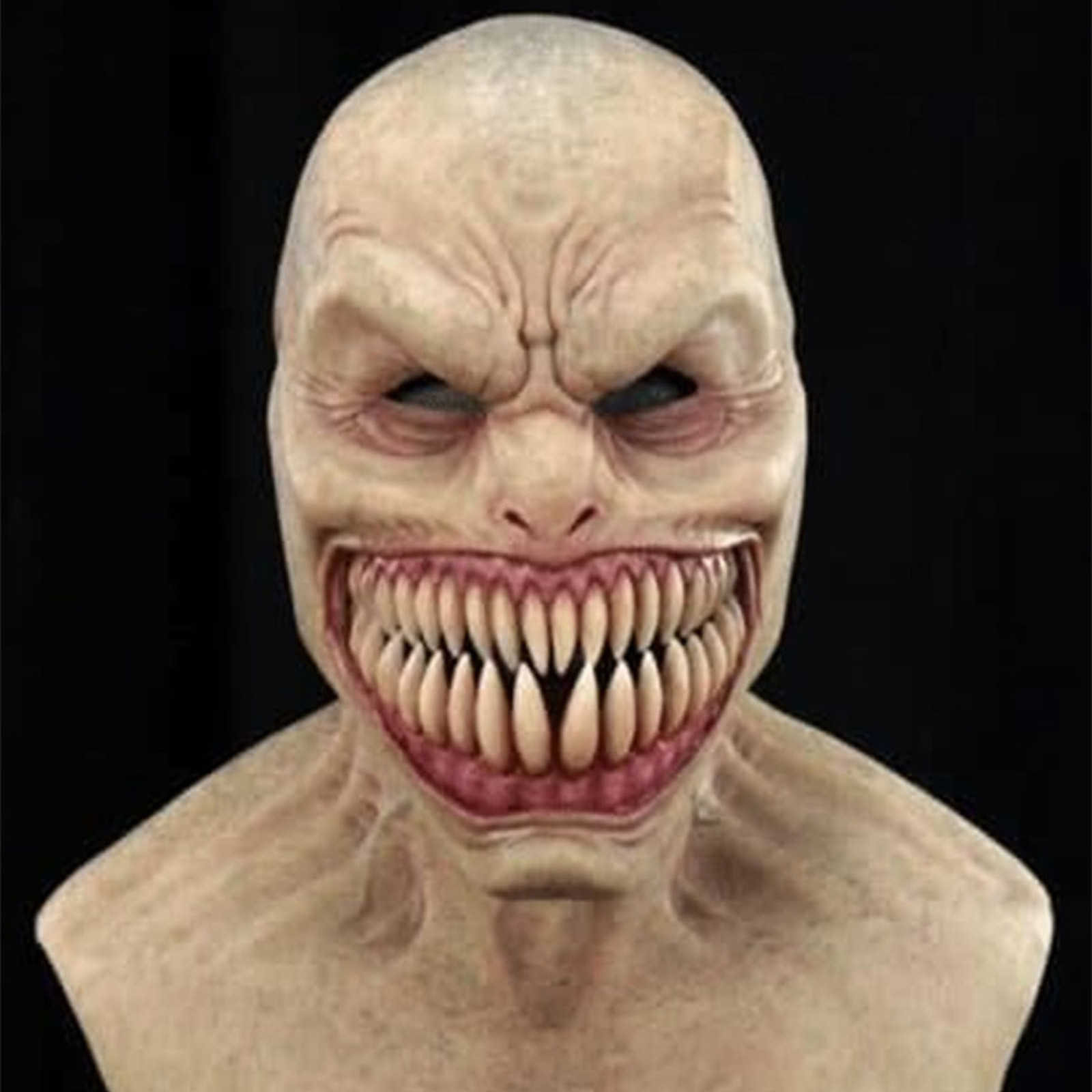 

Sharp Teeth Big Mouth Halloween Cosplay Horror Wrinkle Scary Face Mask Masquerade Realistic Decor Evil Resident Grimace Mascaras G0910