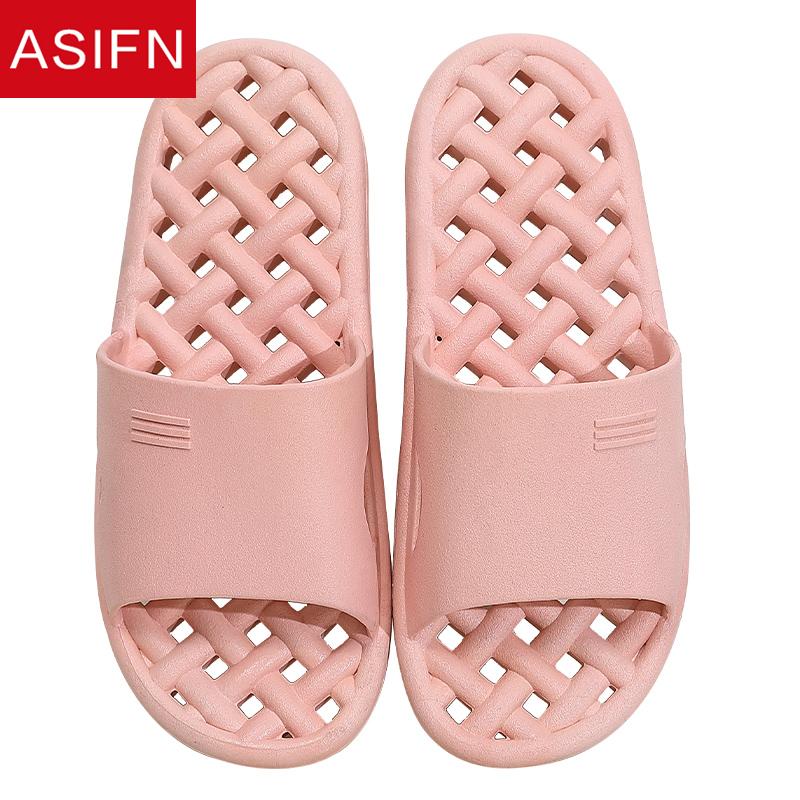 

Slippers ASIFN Women's Summer Bathroom Female Slides Simple Home Flip Flop Non-slip Men House Hollow Sole Mules Shoes Women, Black