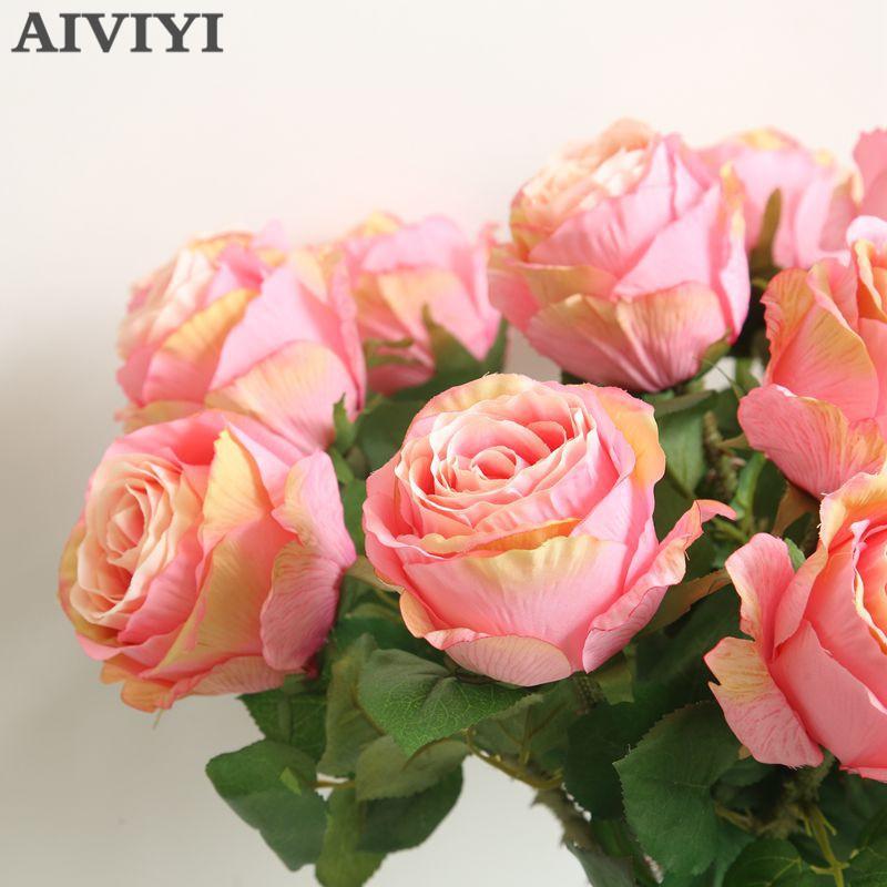 

Foreign Trade Excellent Wedding Decoration Rose Artificial Flower DIY Romantic Date / Party Send Silk Branch Decorative Flowers & Wreaths