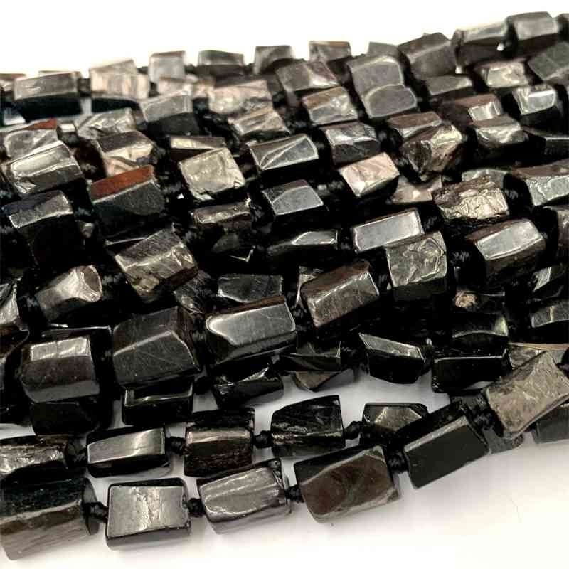 

Natural Genuine black hypersthene Nugget Form Loose Smooth Necklace Bracelet Jewelry Beads 06472
