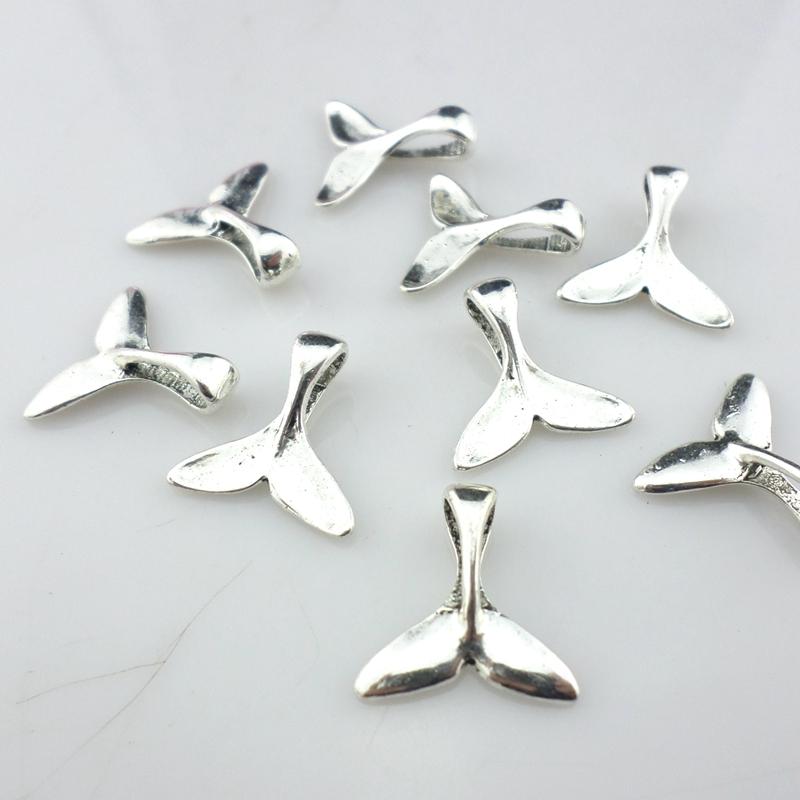 

Charms 40pcs Tibetan Silver/Bronze Whale Tail Bails Pendants 5x16x16mm Jewelry Findings, Bronze;silver