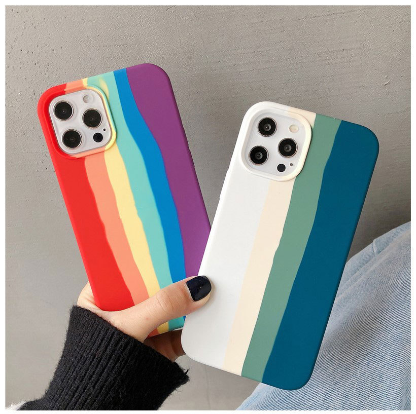 

Liquid silicone mobile phone cases for iphone 13 pro iphone13 pro rainbow stripe style iphone11pro max protective shell, Mixed styles with logo