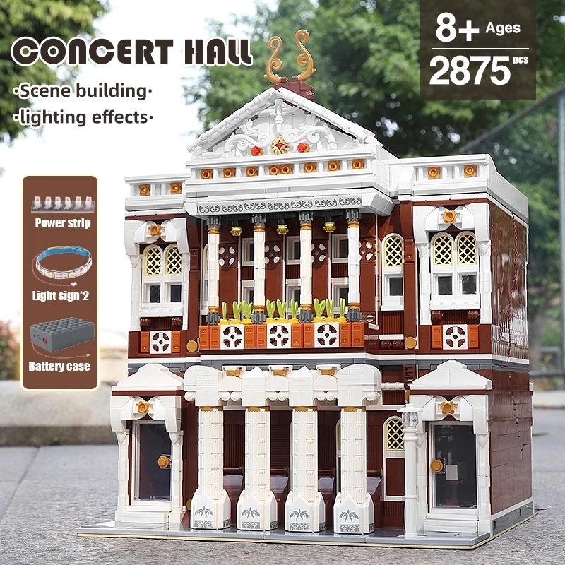 

The City Concert Hall With Led Part Model Building Block MOULD KING 16032 Street View Buildings Assembly Brick Toys Kid Christmas Gift