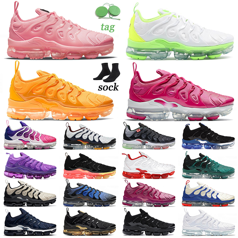 

Newest Arrival VaporMax Plus Tn Tuned Running Shoes Pink Tennis Ball University Gold Bubbegum Mens Women Light Bone Atlanta Triple Black White Sneakers Trainers, C51 36-40 pink purple gradient .jpg