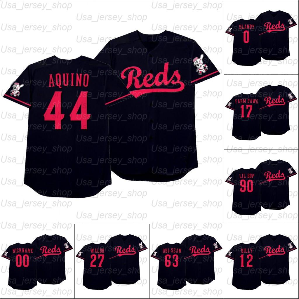 

2021 Players' Weekend Cincinnati Johnny Bench Jersey Joey Votto Matt Kemp Michael Lorenzen Jackie Robinson, Blue;black