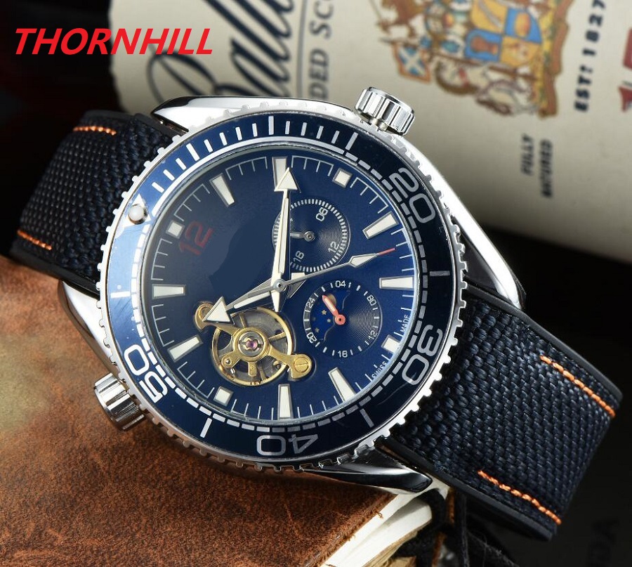 

Deluxe men mechanical automatic watches Sapphire 44mm ETA 3135 movement rubber fabric strap Wrist watch, As pic