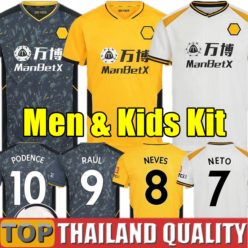 

21 22 Wolves Soccer Jerseys ADAMA KILMAN SEMEDO RAUL NETO NEVES 2021 2022 J.OTTO PODENCE GIBBS WHITE Football Shirt set Doherty Men Kits tops uniform, 21/22 home - men