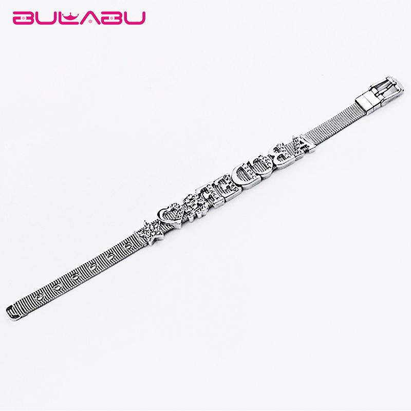 

Charm Bracelets Metal Female Letter Decoration Stainless Steel Mesh Watch Band Web Celebrity Bracelet Man Women Fashion Jewelry