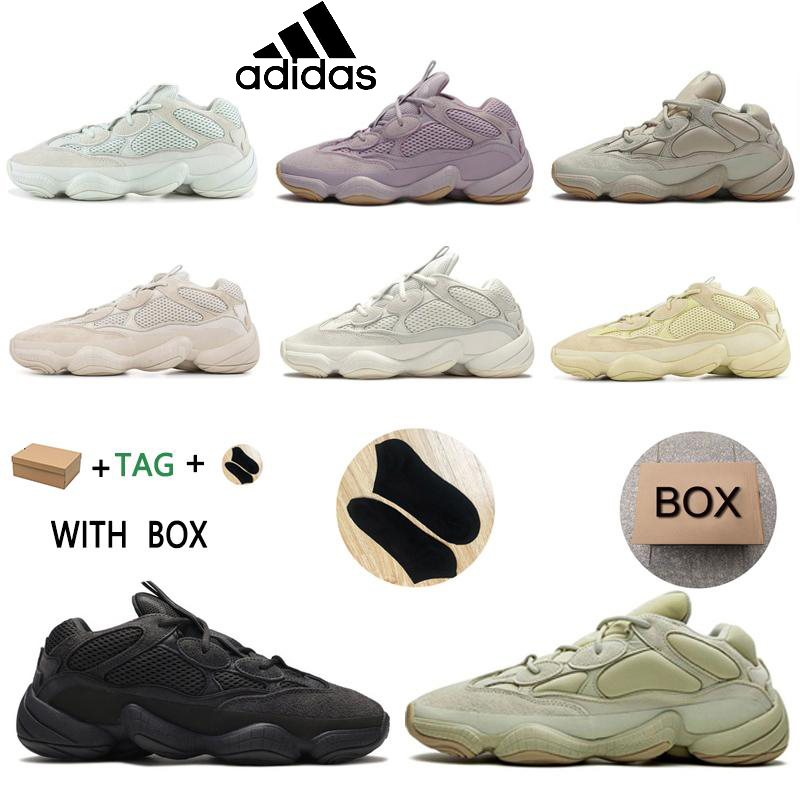 

2021 kanye west 500 mens Runner shoes soft vision stone bone white utility black super moon yellow reflective men women outdoor sneakers, Box